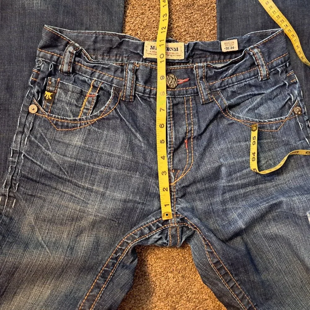 Mek Denim Moscow Slim Boot Distressed Jeans W/ Embroidered Pockets&Button Fly - Picture 10 of 13